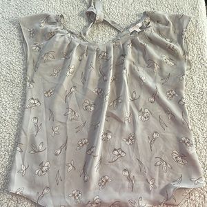 Blue gray floral blouse